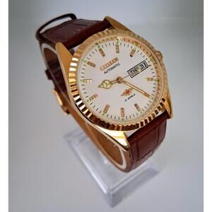 Vintage Men's Automatic Citizen Eagle 7 Leather Watch RARE